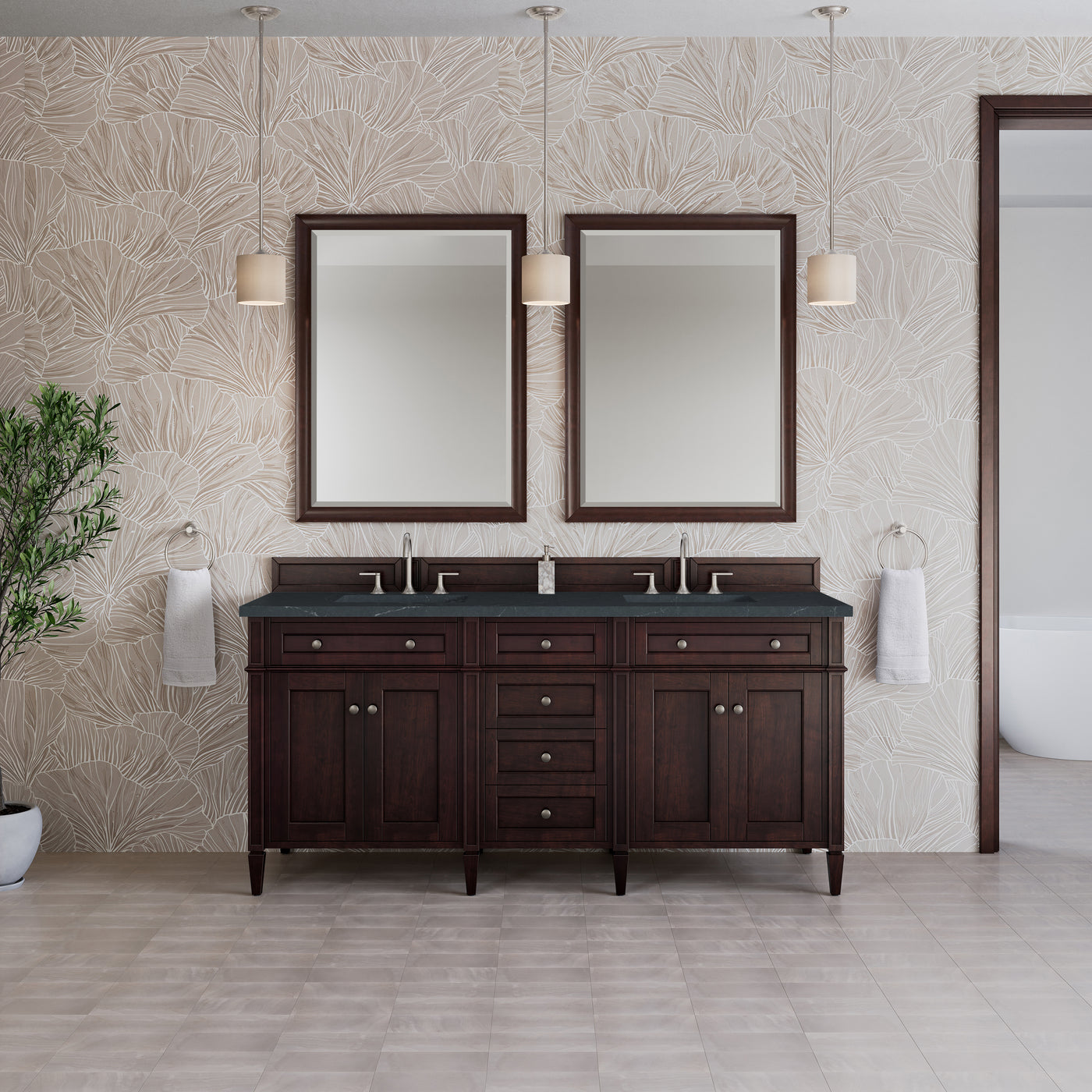 James Martin Brittany 72" Double Bathroom Vanity, Burnished Mahogany, view 36