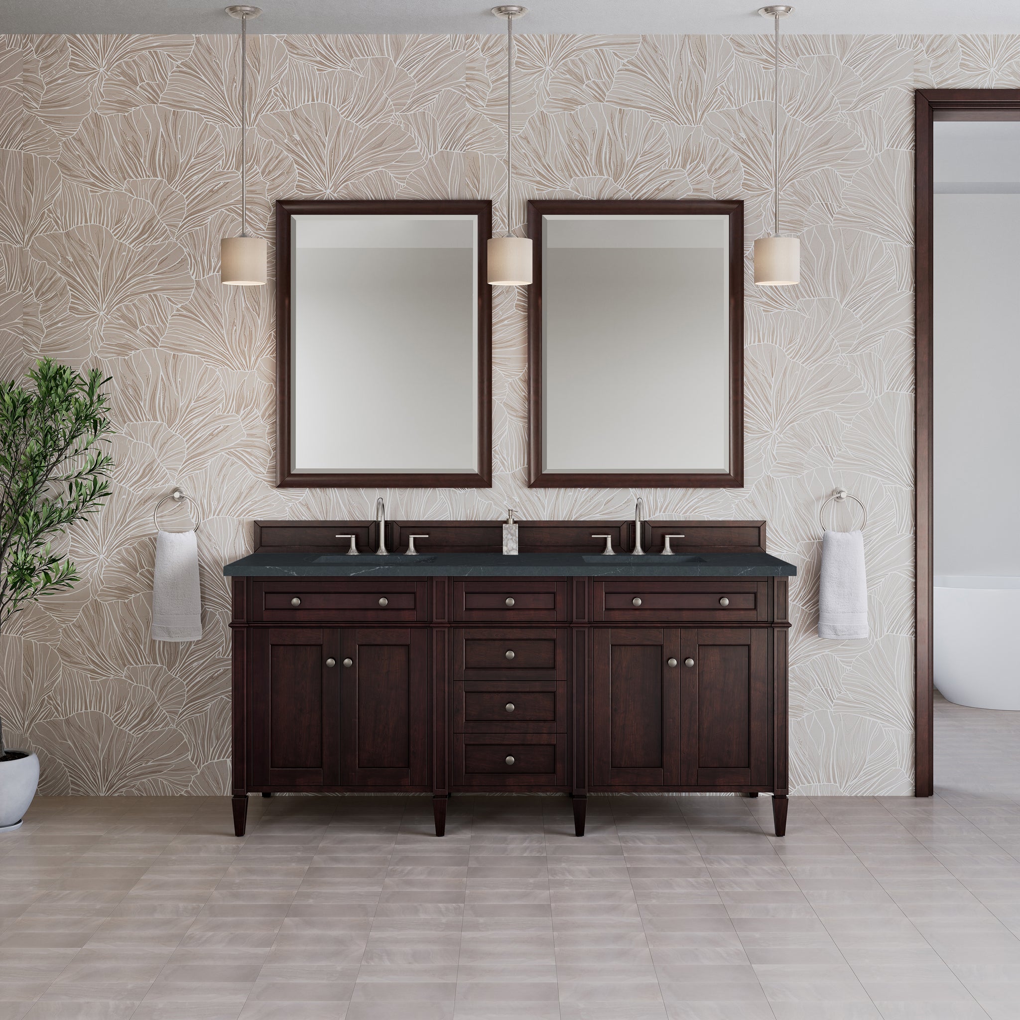 James Martin Brittany 72" Double Bathroom Vanity, Burnished Mahogany, view 36