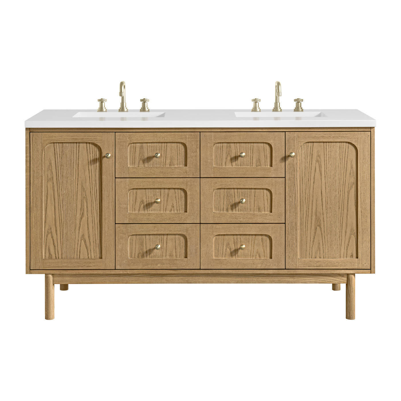 James Martin Laurent 60" Dual Mount Double Bathroom Vanity, Light Natural Oak, view 40