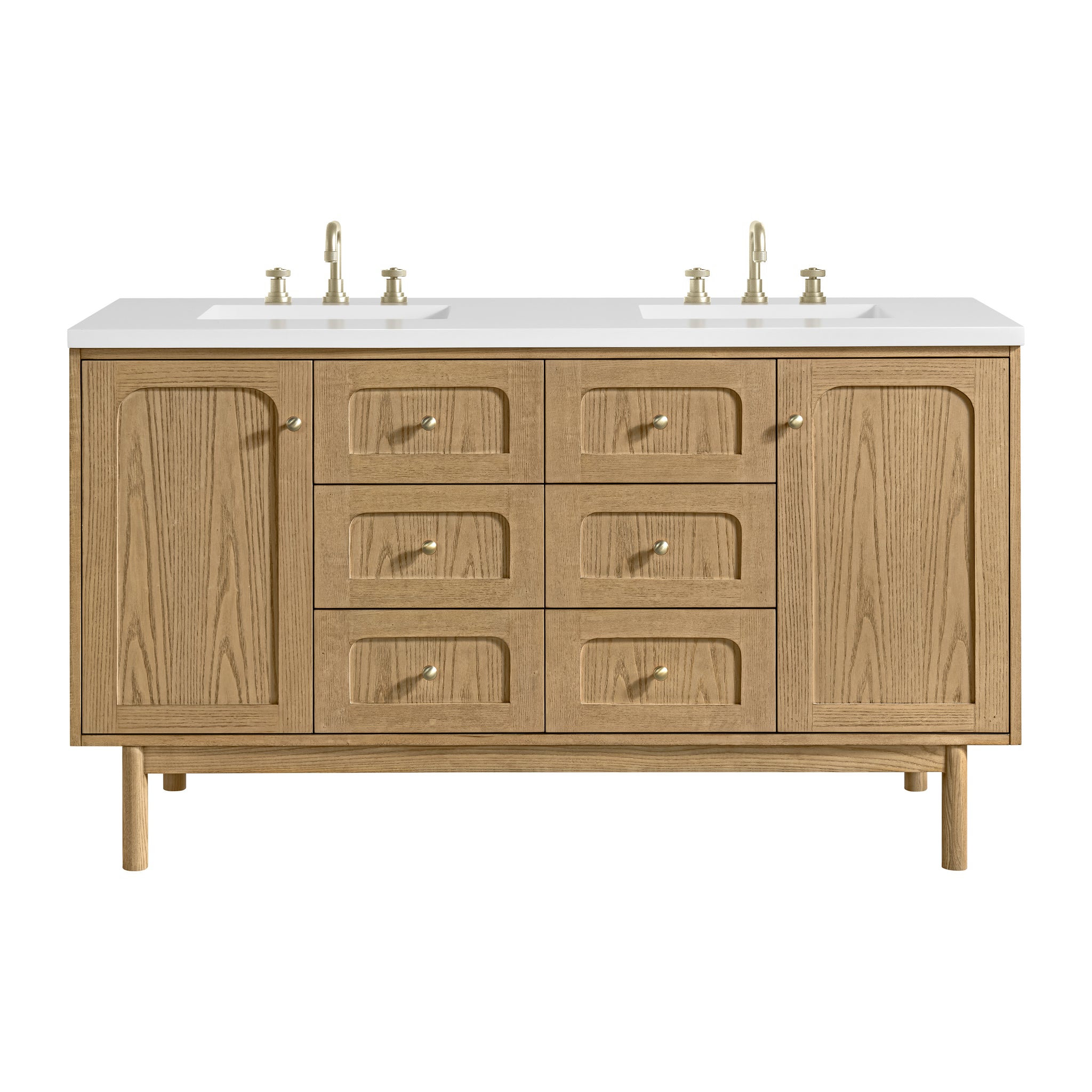 James Martin Laurent 60" Dual Mount Double Bathroom Vanity, Light Natural Oak, view 40