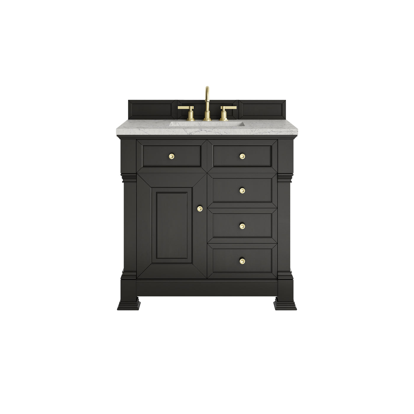 James Martin Brookfield 36" Single Bathroom Vanity, Black Onyx with Eternal Jasmine Pearl countertop
