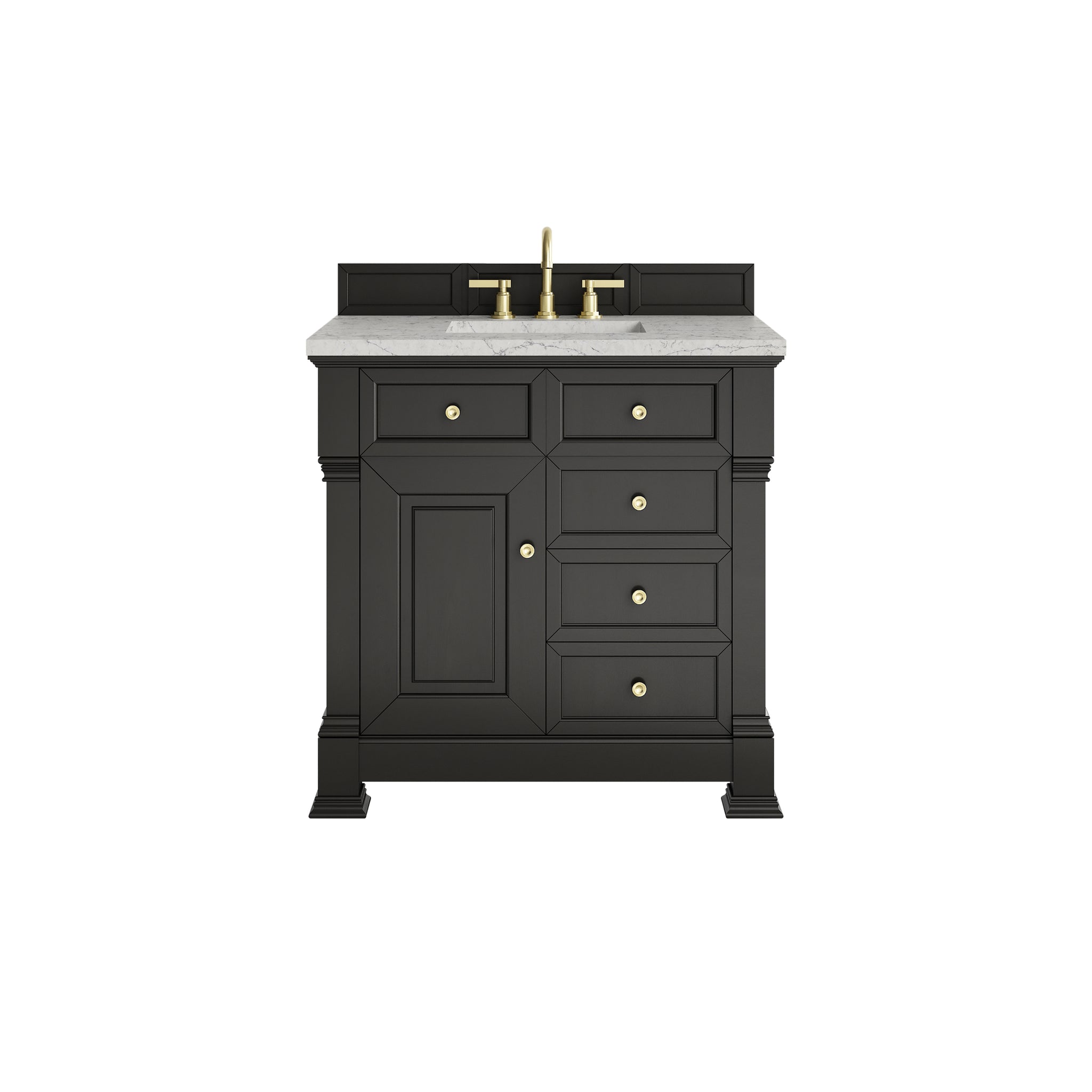James Martin Brookfield 36" Single Bathroom Vanity, Black Onyx with Eternal Jasmine Pearl countertop