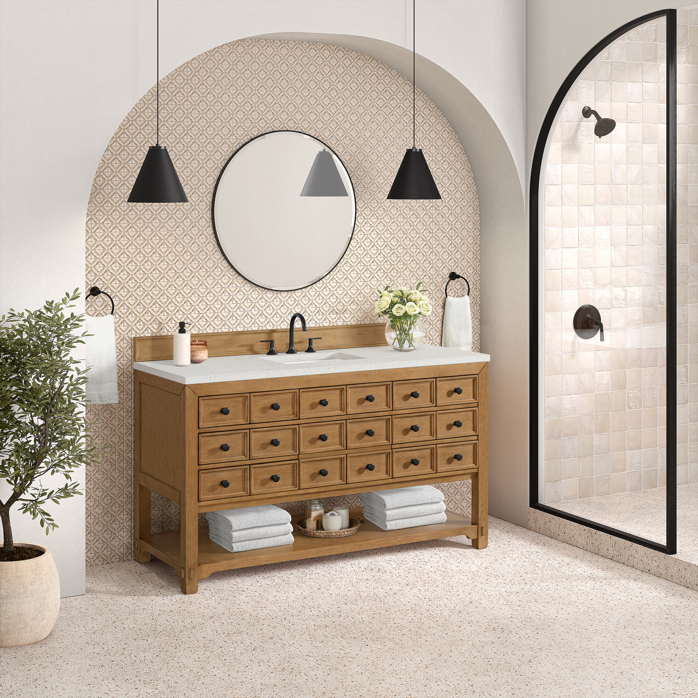 James Martin Malibu 60" Single Bathroom Vanity, Amber Birch, view 28