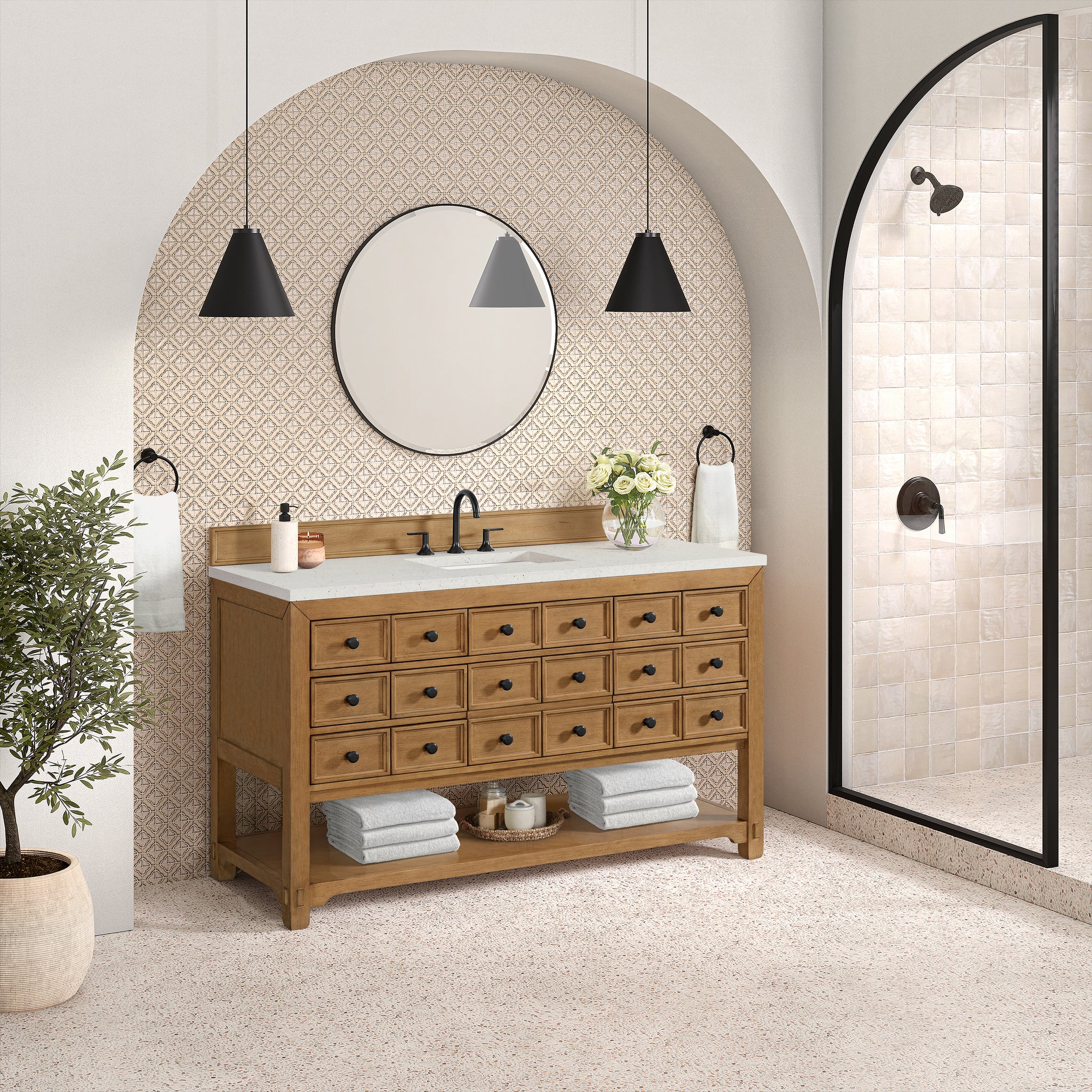 James Martin Malibu 60" Single Bathroom Vanity, Amber Birch, view 28