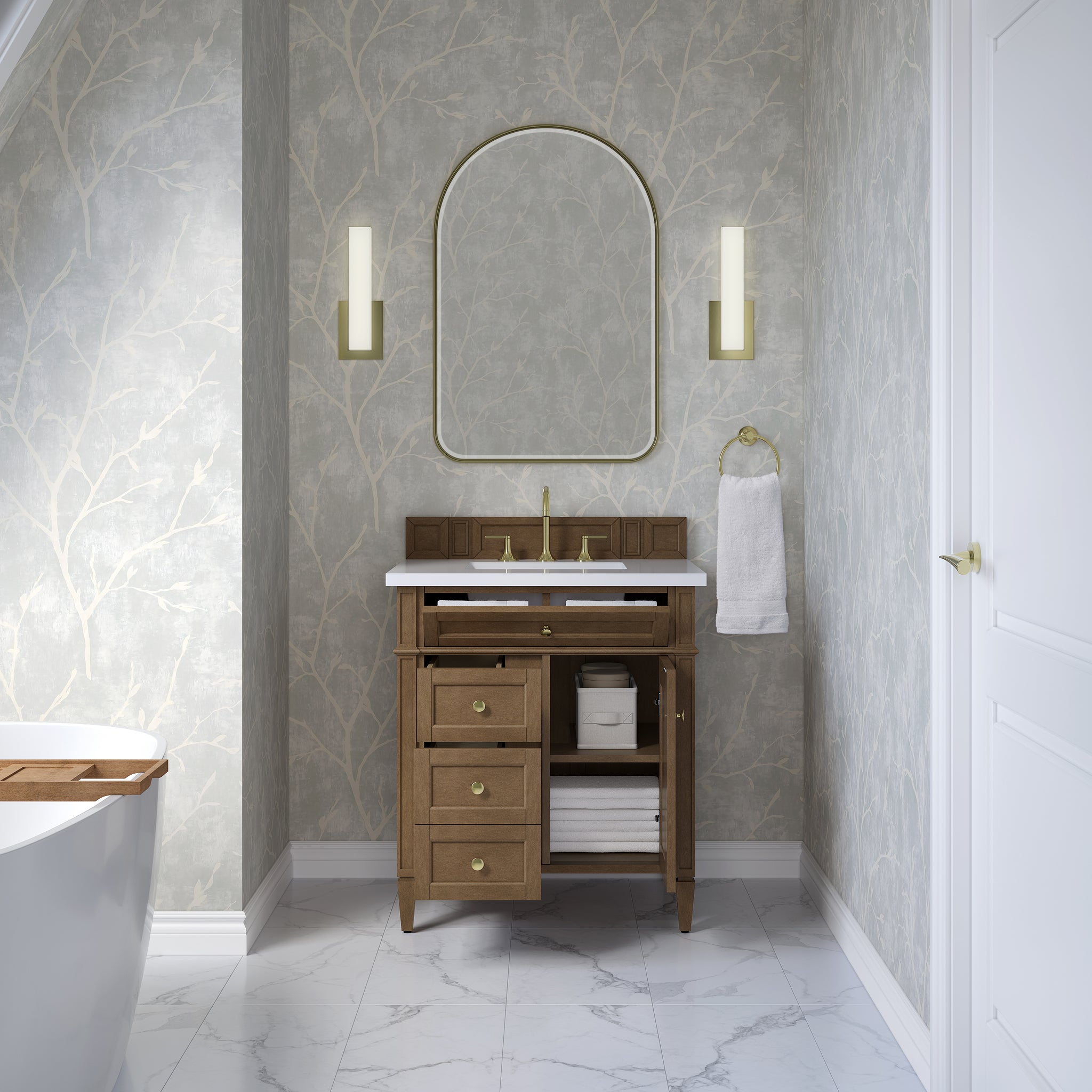 James Martin Brittany 30" Single Bathroom Vanity, Pecan, view 33