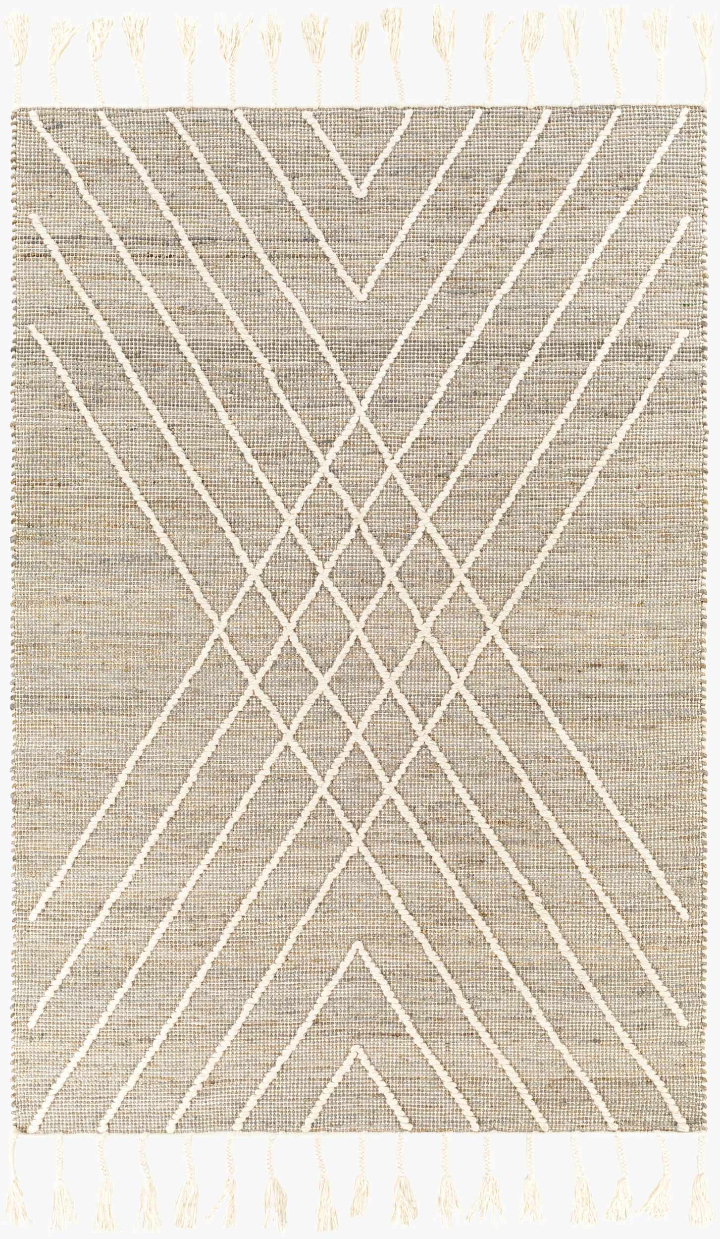 Marbletown Jute&Wool Blend Rug with Tassels - Clearance by Boutique Rugs