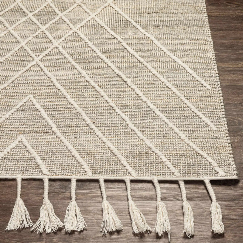 Marbletown Jute&Wool Blend Rug with Tassels - Clearance by Boutique Rugs