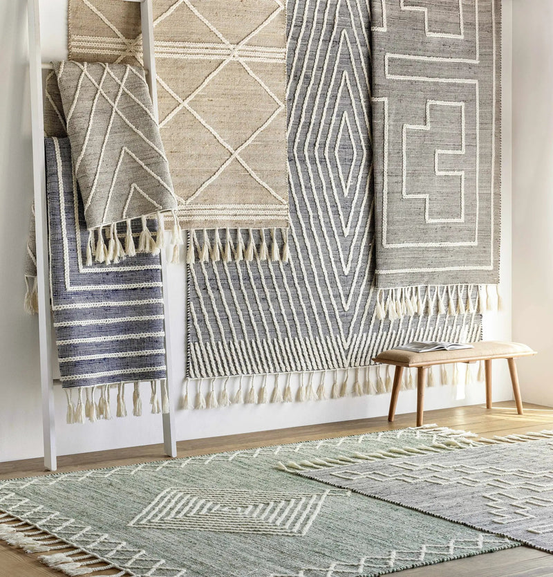Marbletown Jute&Wool Blend Rug with Tassels - Clearance by Boutique Rugs