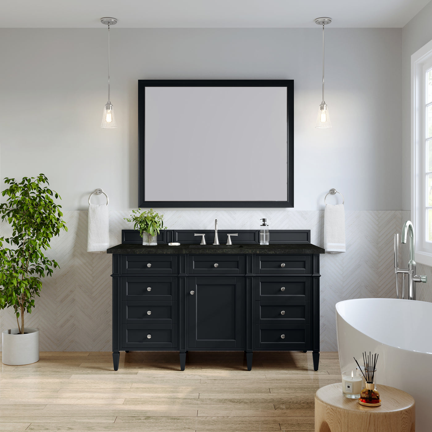 James Martin Brittany 60" Single Bathroom Vanity, Black Onyx, view 40