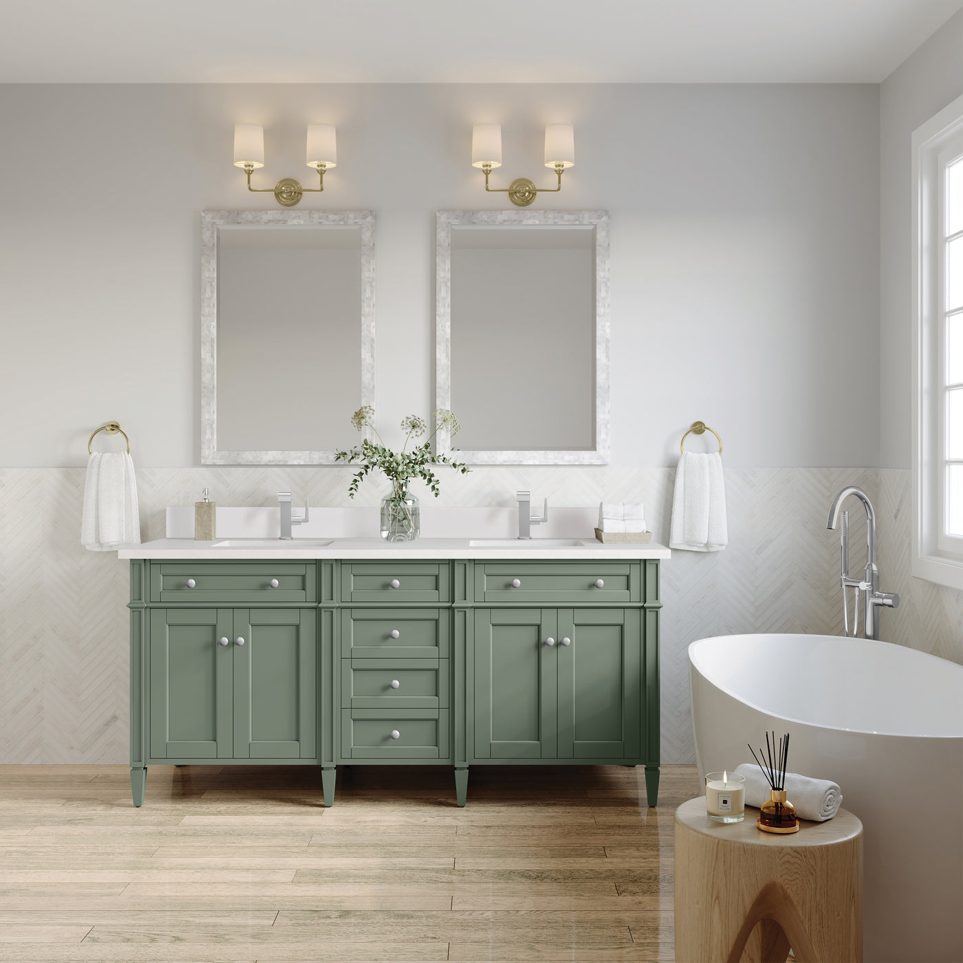 James Martin Brittany 72" Double Bathroom Vanity, Smokey Celadon, view 34