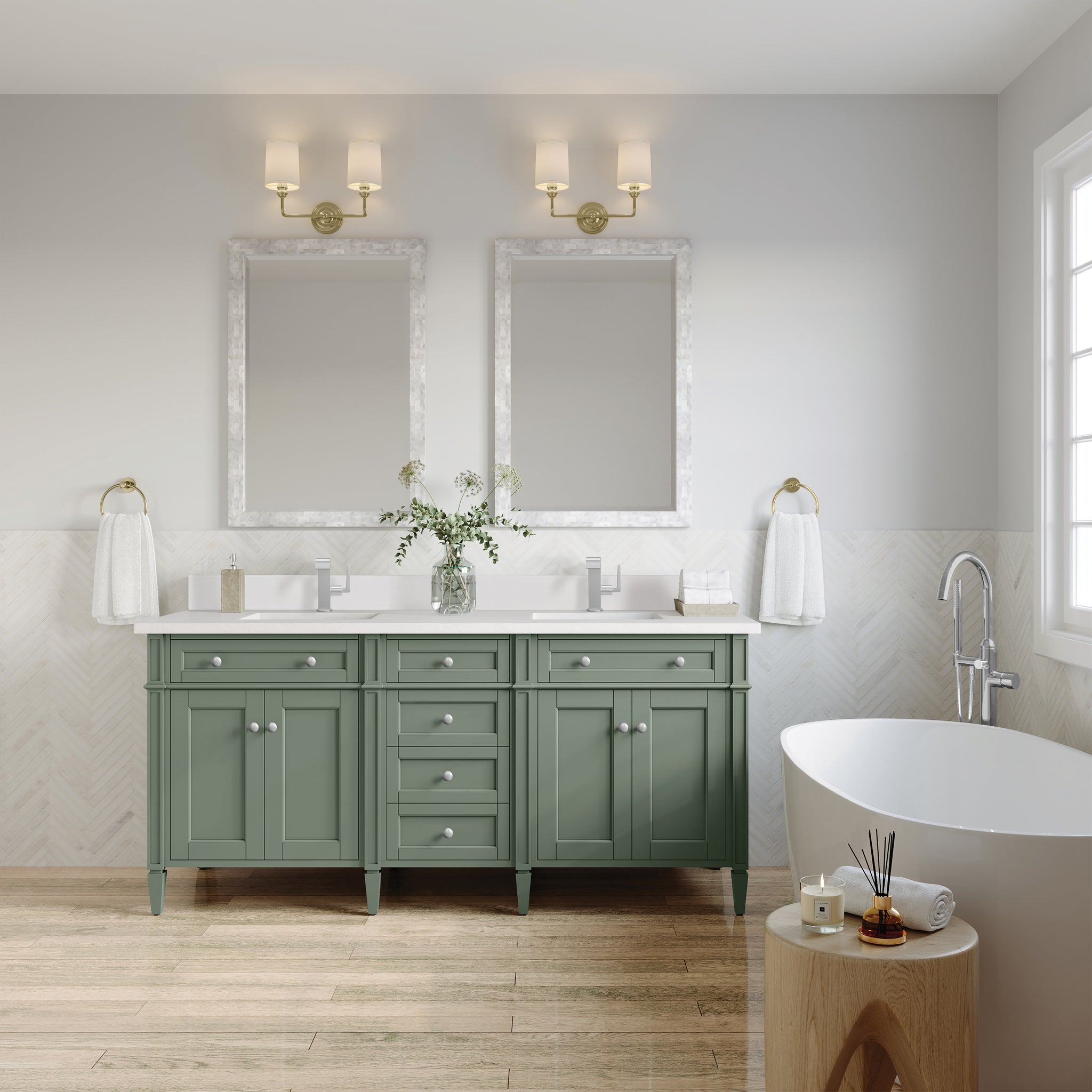 James Martin Brittany 72" Double Bathroom Vanity, Smokey Celadon, view 34