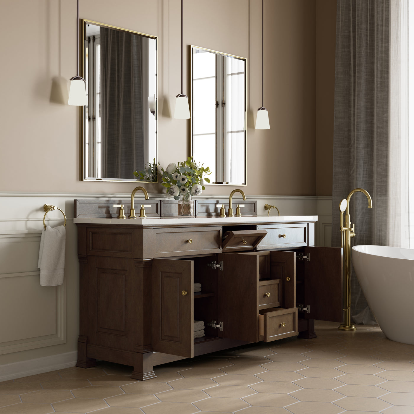 James Martin Brookfield 72" Double Bathroom Vanity, Pecan, view 25