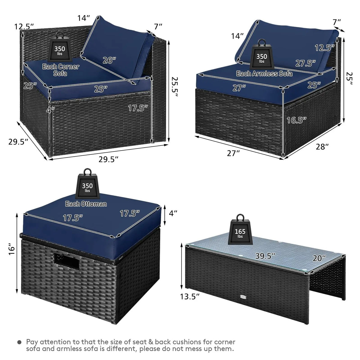 8 Pieces Patio Rattan Storage Table Furniture Set, photo 12 of 13