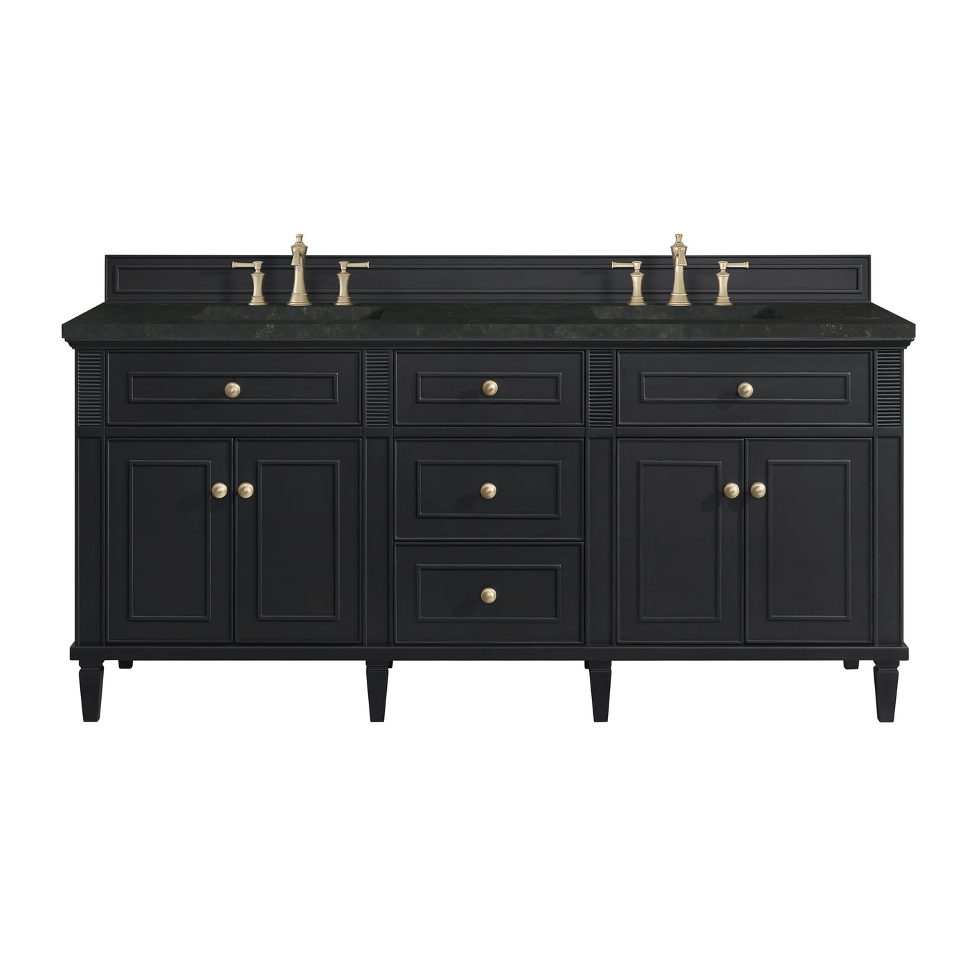 James Martin Lorelai 72" Double Bathroom Vanity, Black Onyx with Phantome countertop