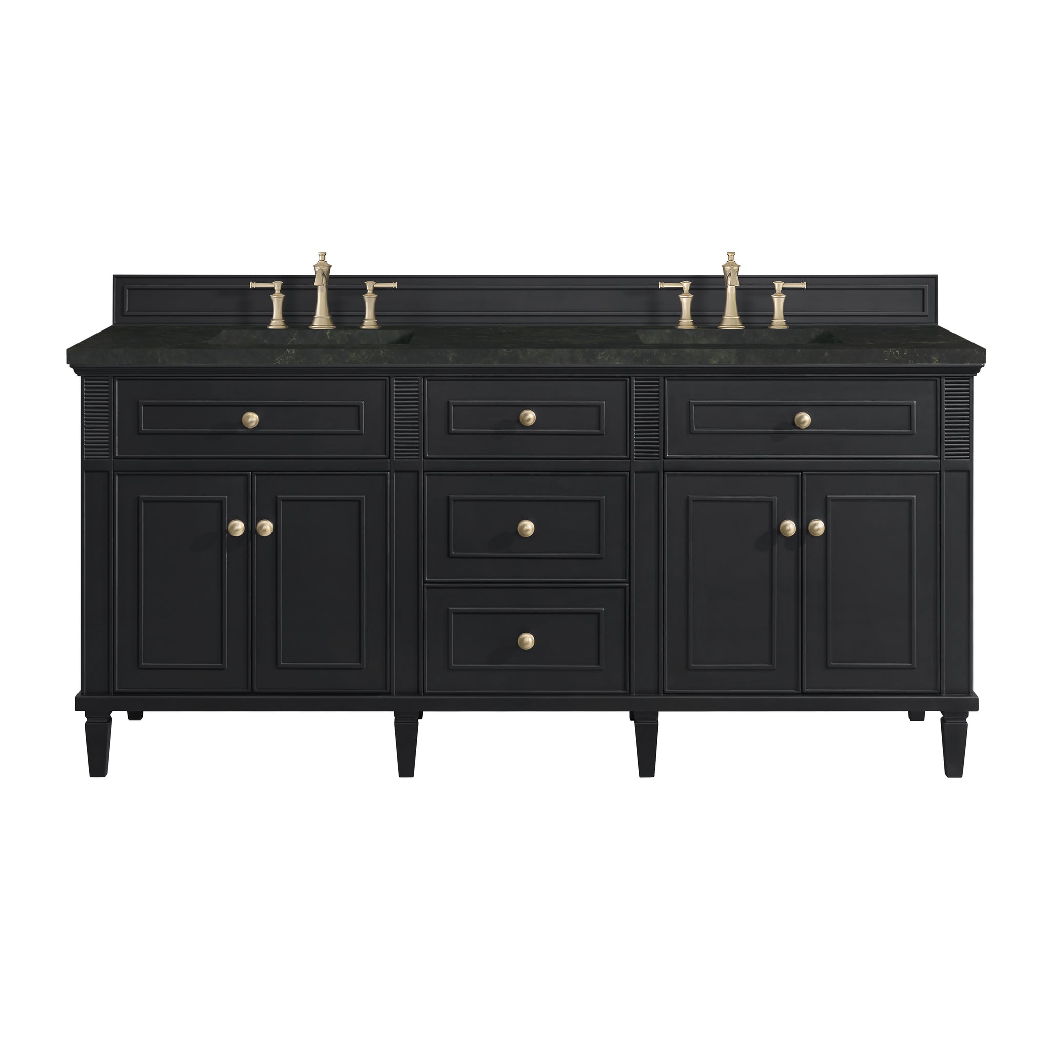 James Martin Lorelai 72" Double Bathroom Vanity, Black Onyx with Phantome countertop