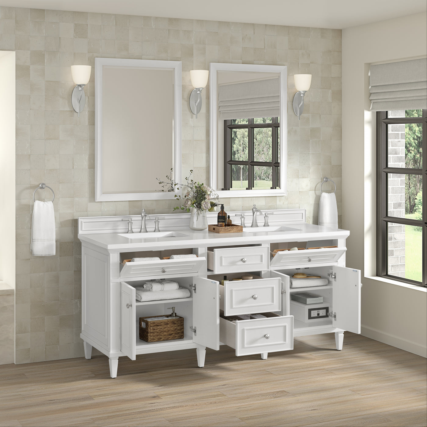 James Martin Lorelai 72" Double Bathroom Vanity, Bright White, view 40