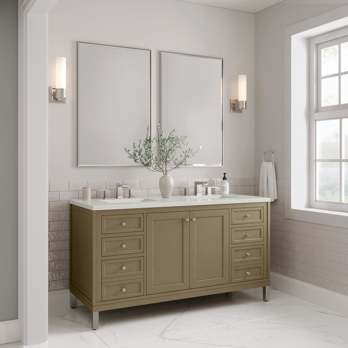 James Martin Chicago 60" Double Bathroom Vanity, Walnut Whisper, view 26