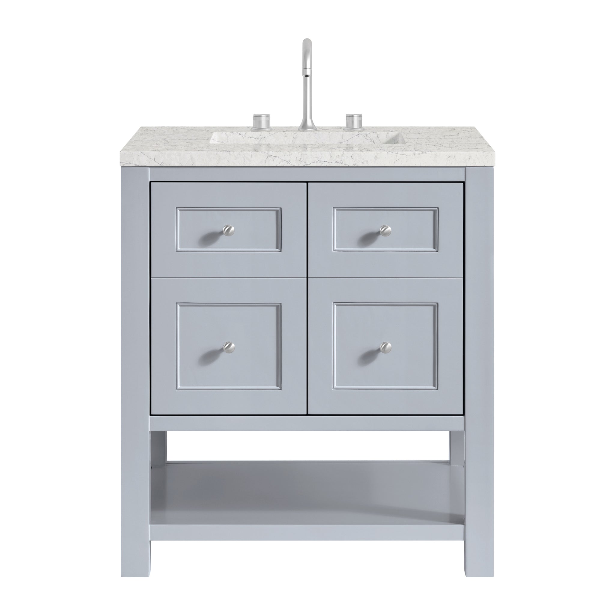 James Martin Breckenridge 30" Single Bathroom Vanity, Serenity Blue with Eternal Jasmine Pearl countertop