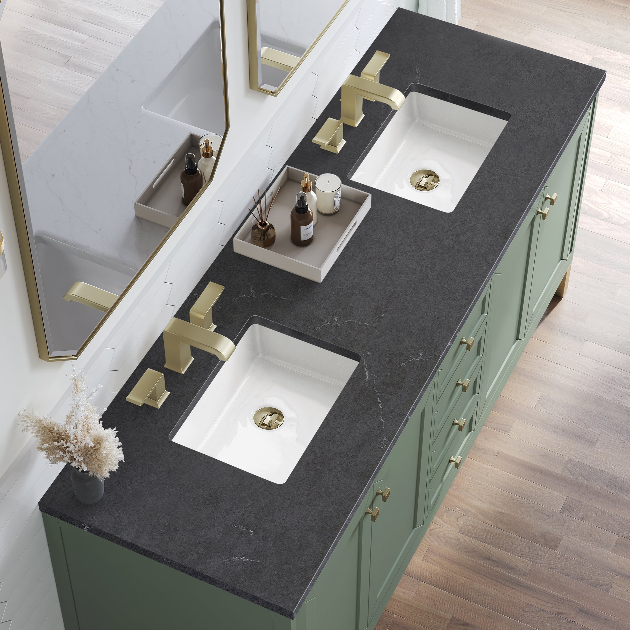 James Martin Chicago 72" Double Bathroom Vanity, Smokey Celadon, view 39