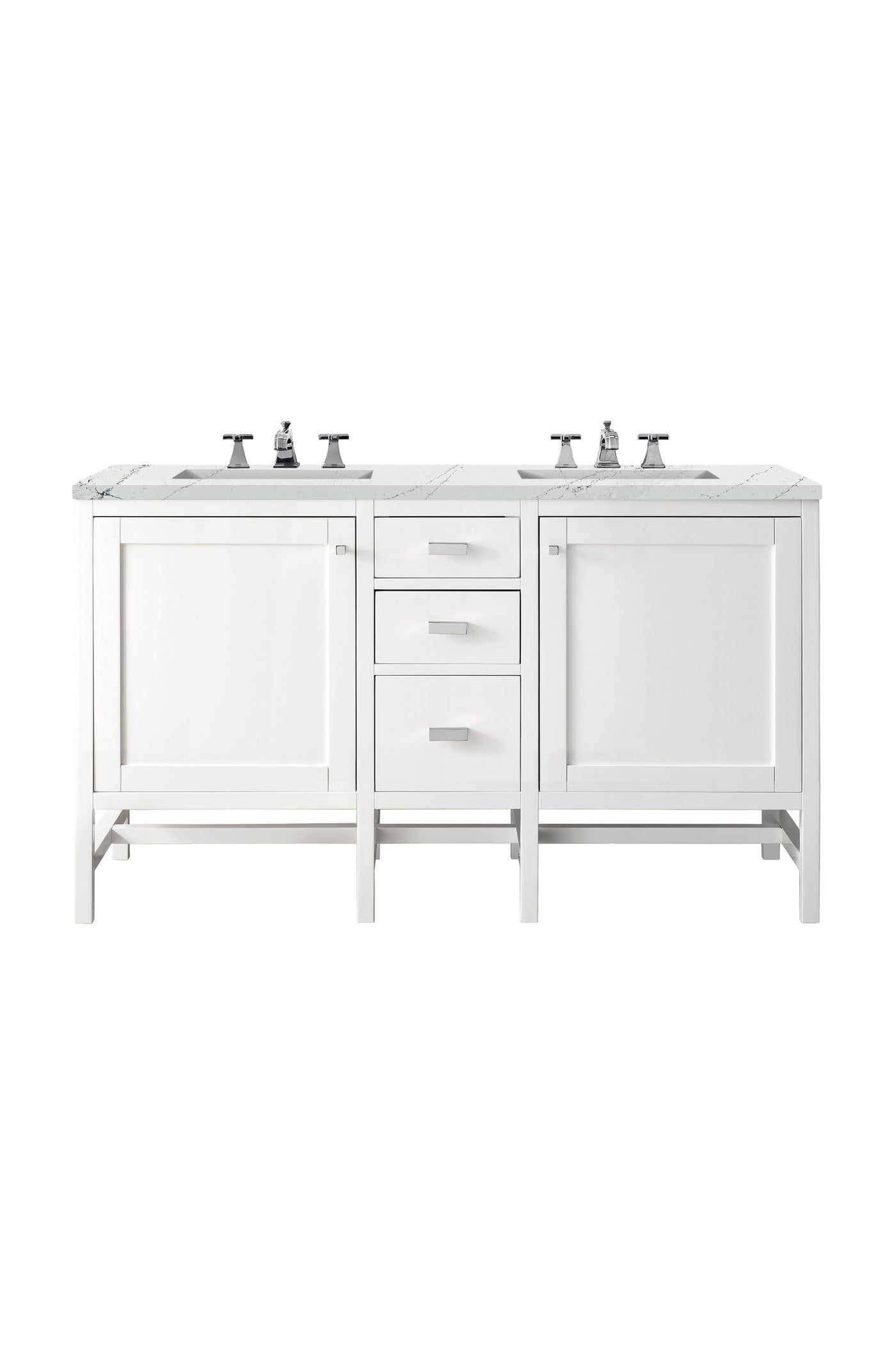 James Martin Addison 60" Double Bathroom Vanity, Glossy White with Ethereal Noctis countertop