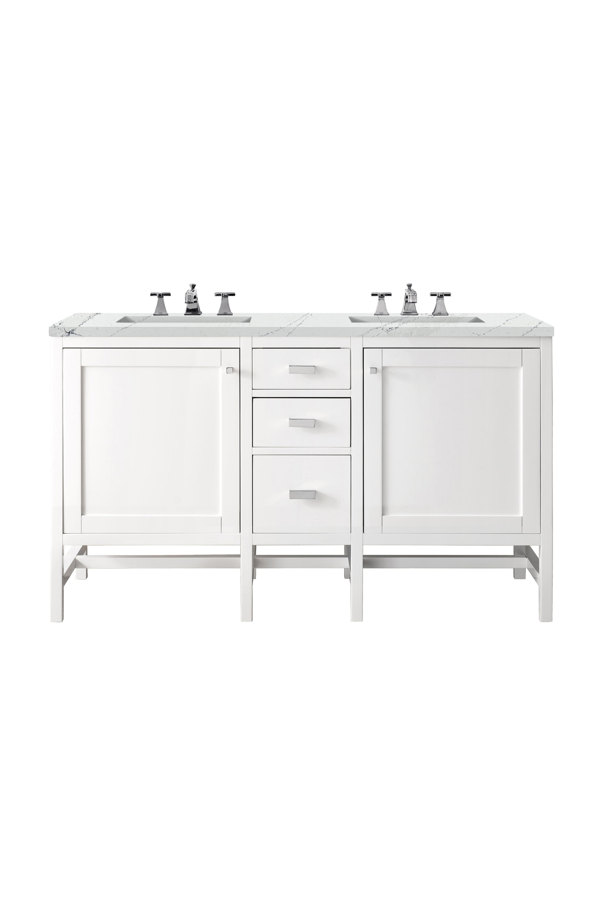 James Martin Addison 60" Double Bathroom Vanity, Glossy White with Ethereal Noctis countertop