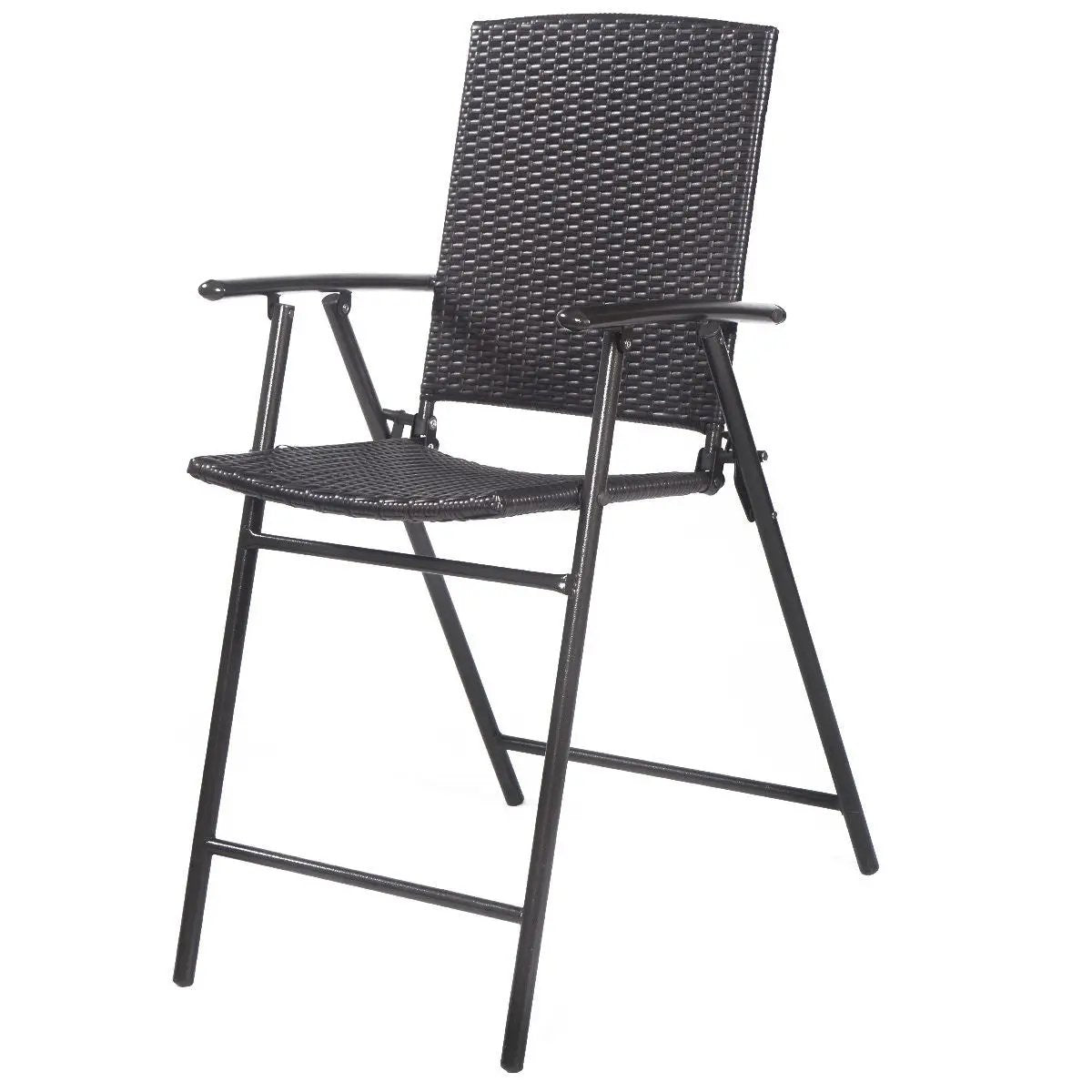 Set of 4 Folding Rattan Bar Chairs with Footrests and Armrests for Outdoors and Indoors by DirectDeals