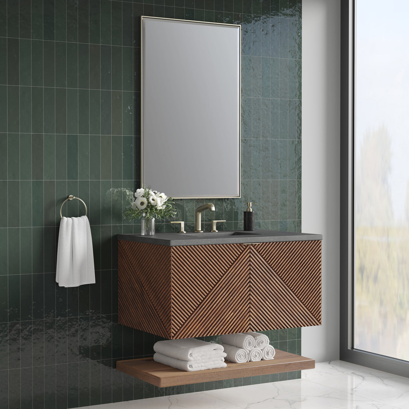 James Martin Marcello 36" Floating Single Bathroom Vanity, Chestnut, view 32