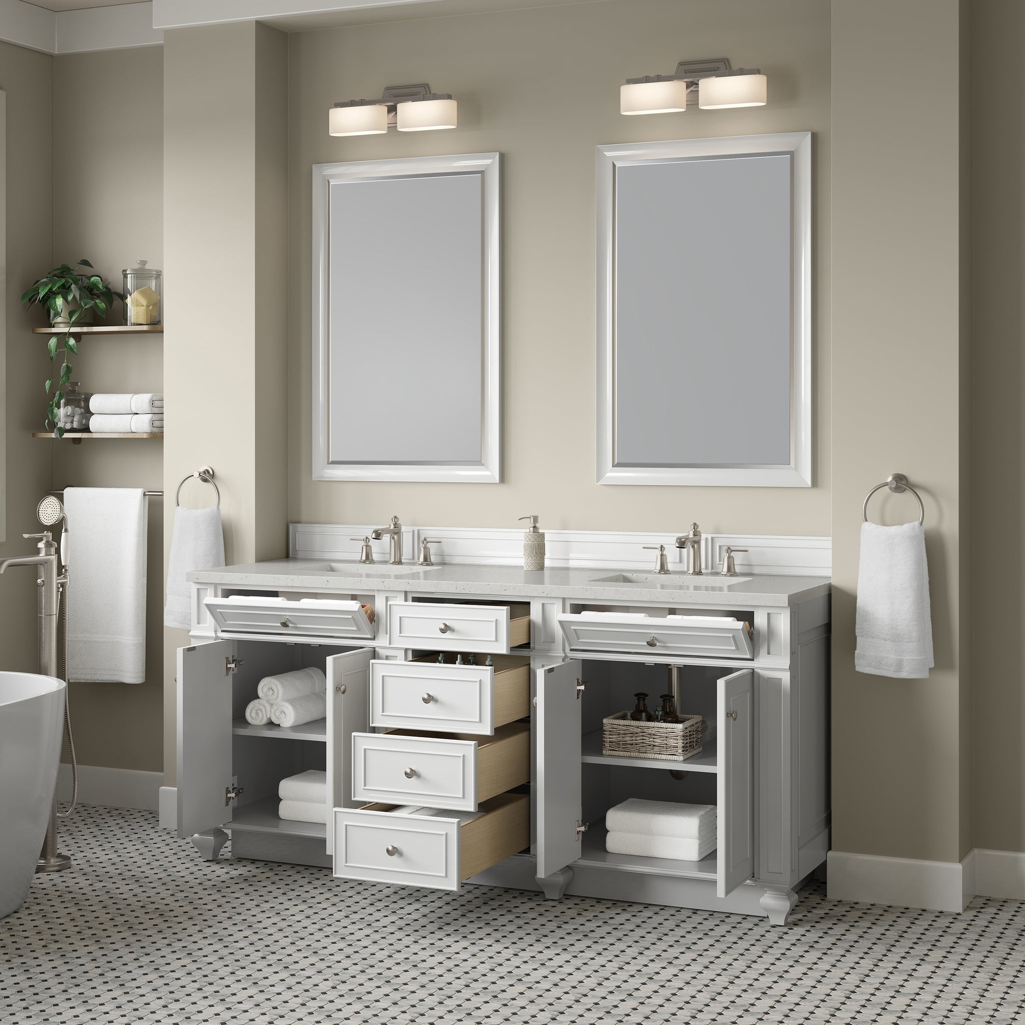James Martin Bristol 72" Double Bathroom Vanity, Bright White, view 28