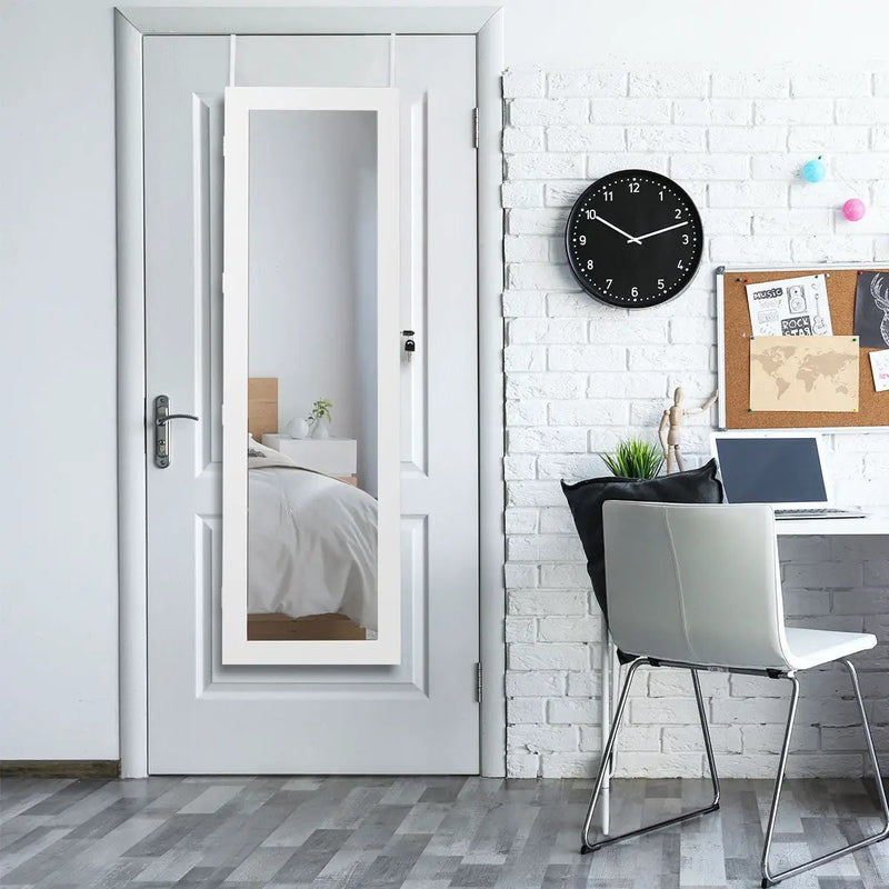 Wall Mounted Lockable Mirror Jewelry Cabinet with LED Light by DirectDeals