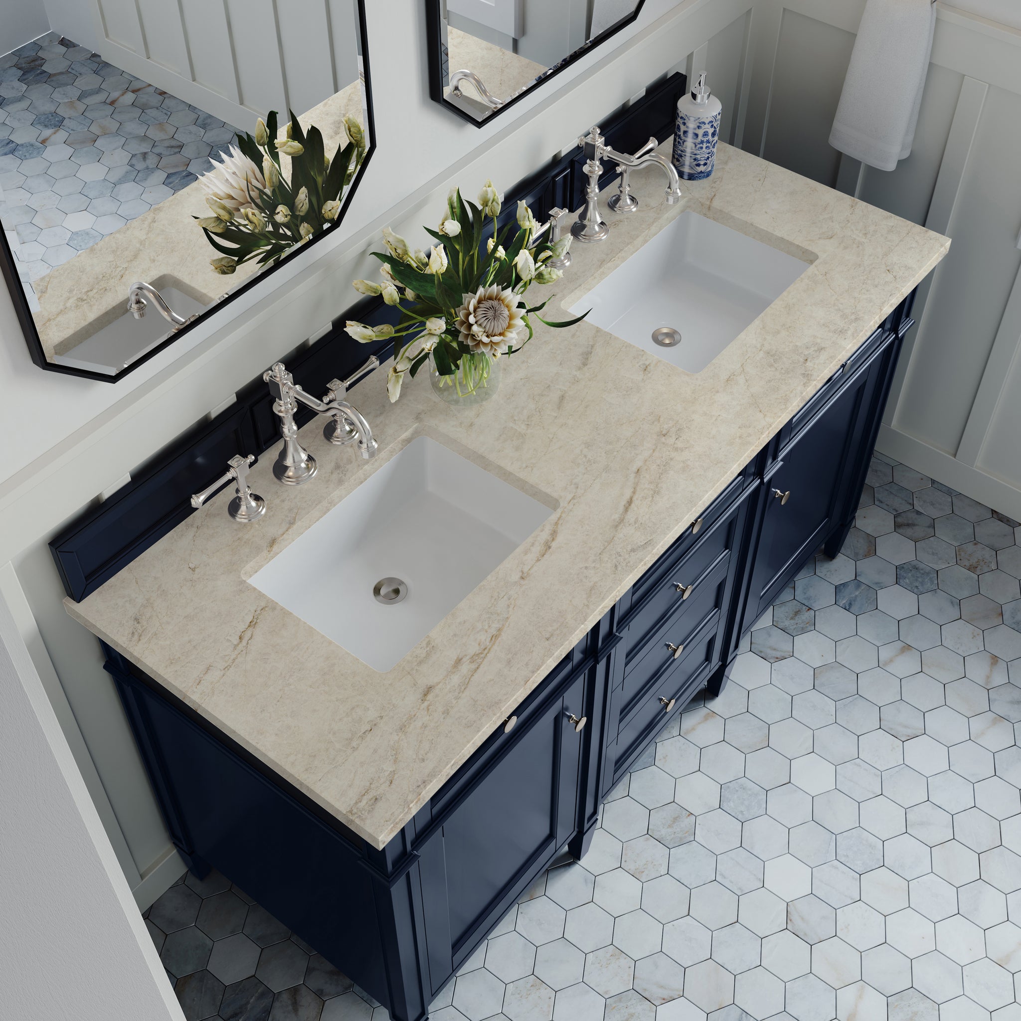 James Martin Brittany 60" Double Bathroom Vanity, Victory Blue, view 40
