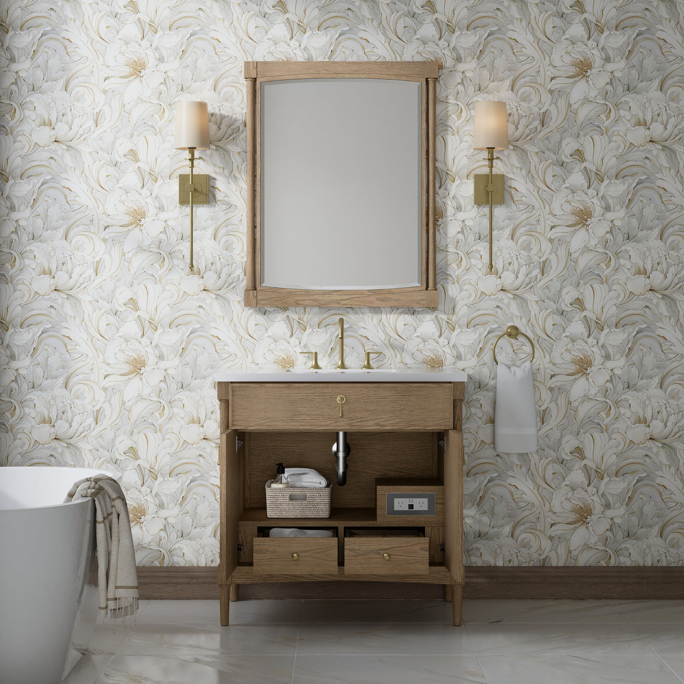 James Martin Kinnsden 36" Single Bathroom Vanity, Weathered Oak, view 36