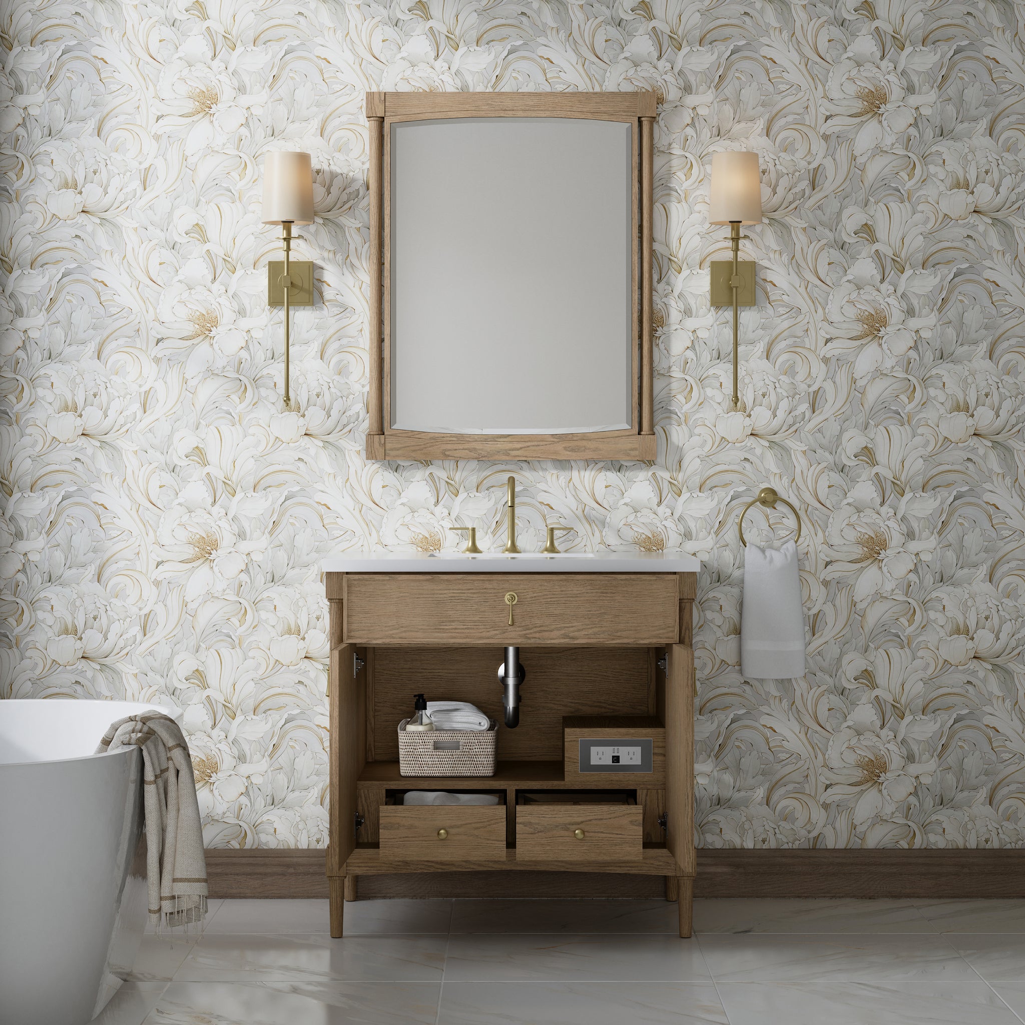 James Martin Kinnsden 36" Single Bathroom Vanity, Weathered Oak, view 36