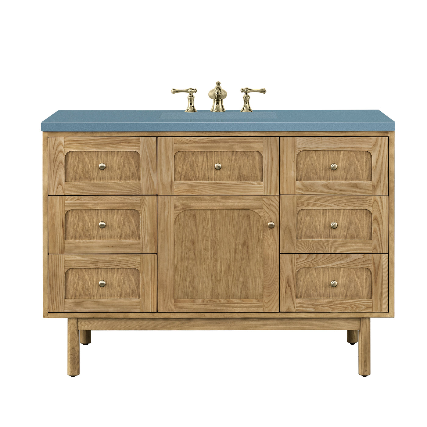 James Martin Laurent 48" Dual Mount Single Bathroom Vanity, Light Natural Oak with Cala Blue countertop