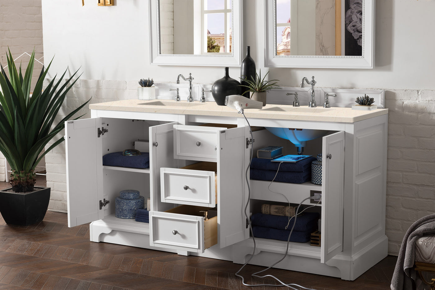 James Martin De Soto 72" Double Bathroom Vanity, Bright White, view 13