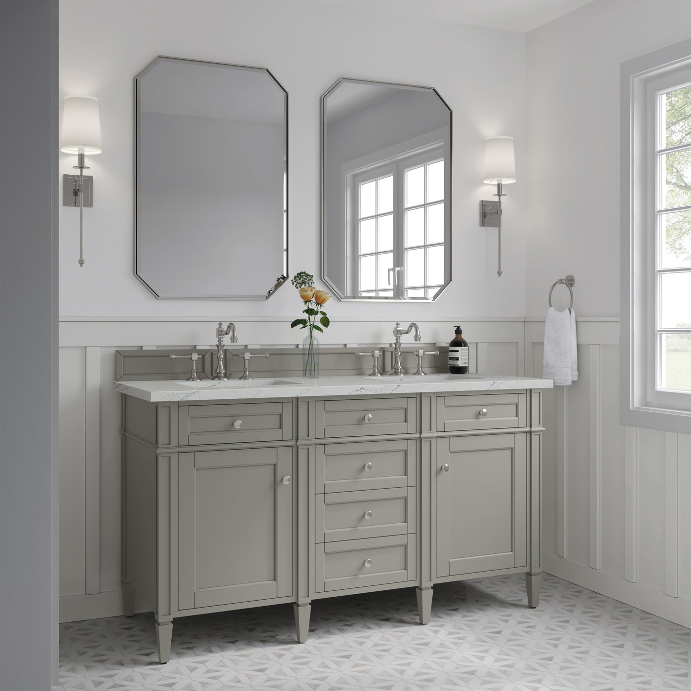 James Martin Brittany 60" Double Bathroom Vanity, Urban Gray, view 33
