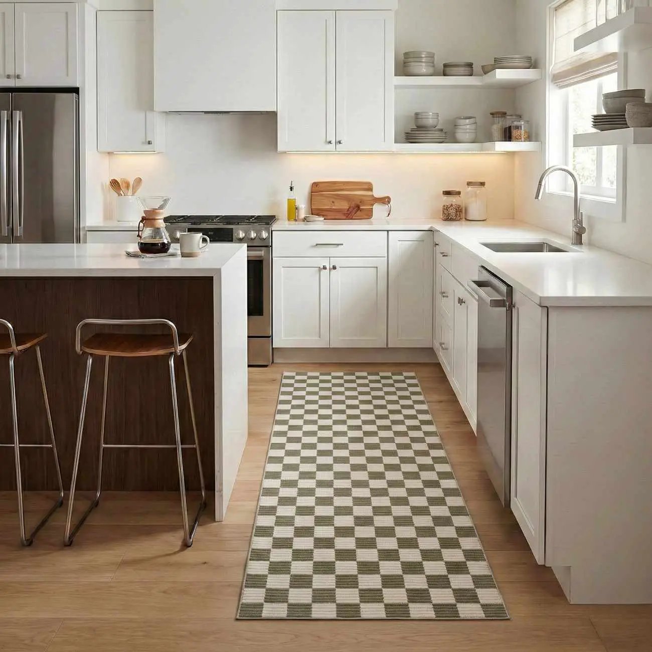 Kaysar Brown Checkered Washable Area Rug by Boutique Rugs