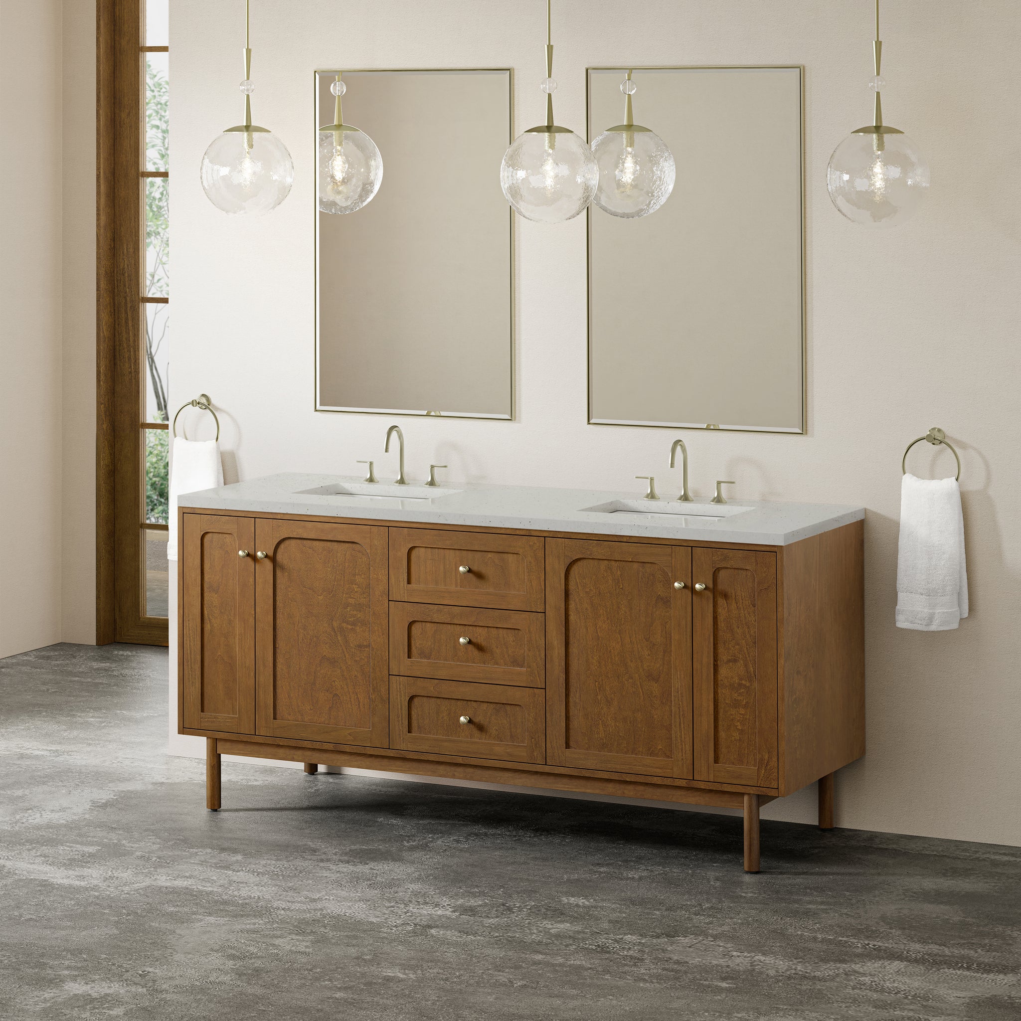 James Martin Laurent 72" Dual Mount Double Bathroom Vanity, Honey Oak, view 36