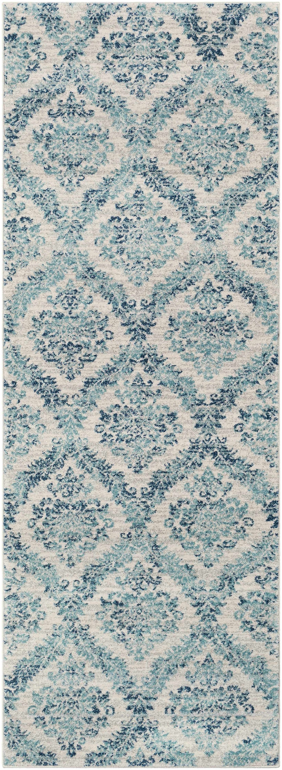 Oaklyn Teal Floral Diamonds Rug, photo 10 of 11