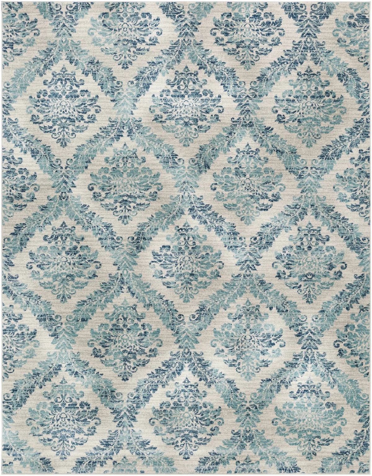 Oaklyn Teal Floral Diamonds Rug, photo 11 of 11