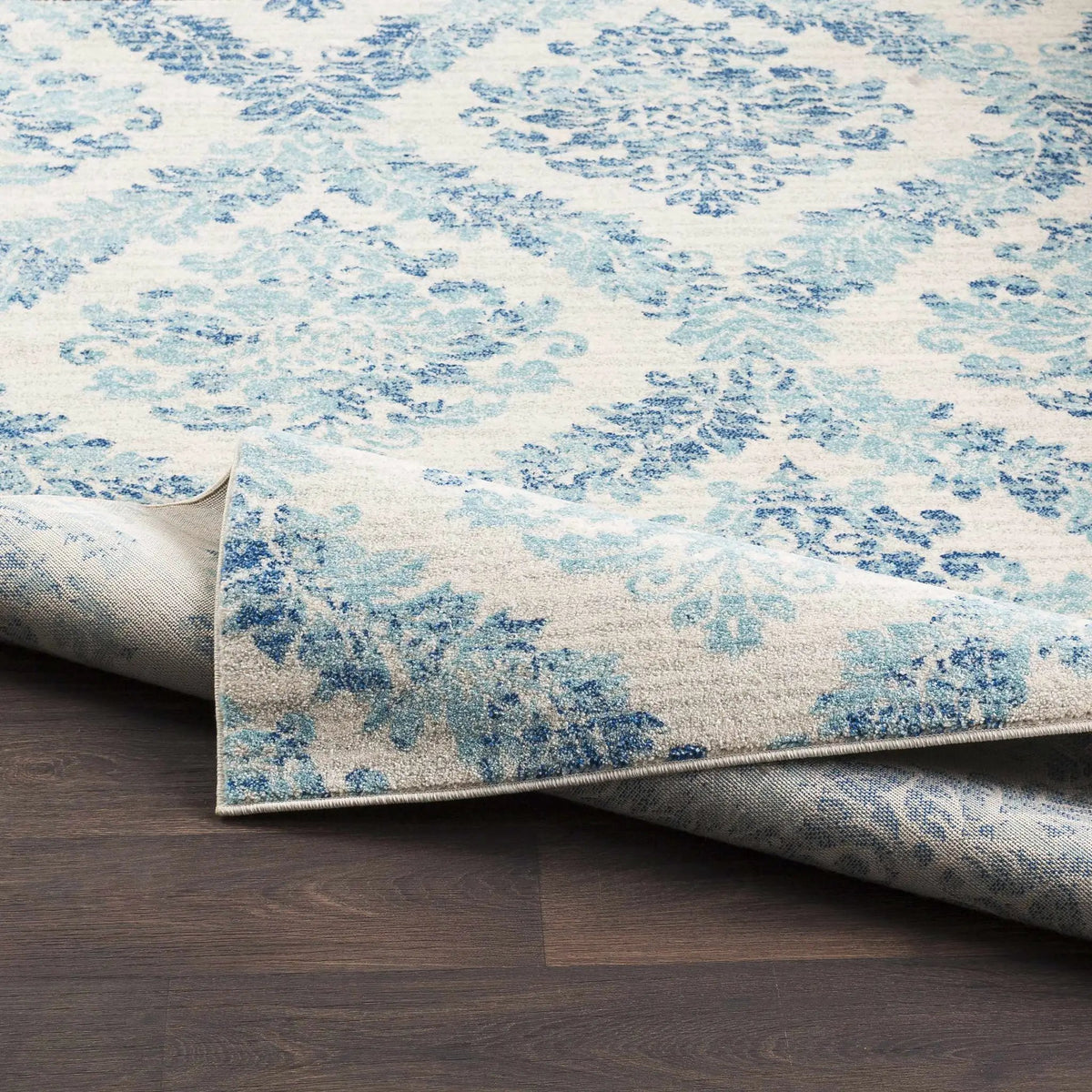 Oaklyn Teal Floral Diamonds Rug, photo 6 of 11