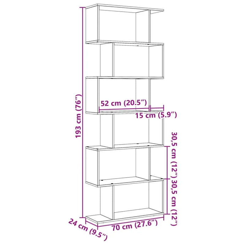 Oak Room Divider Bookcase with Smoked Finish and Storage by House Of Avana