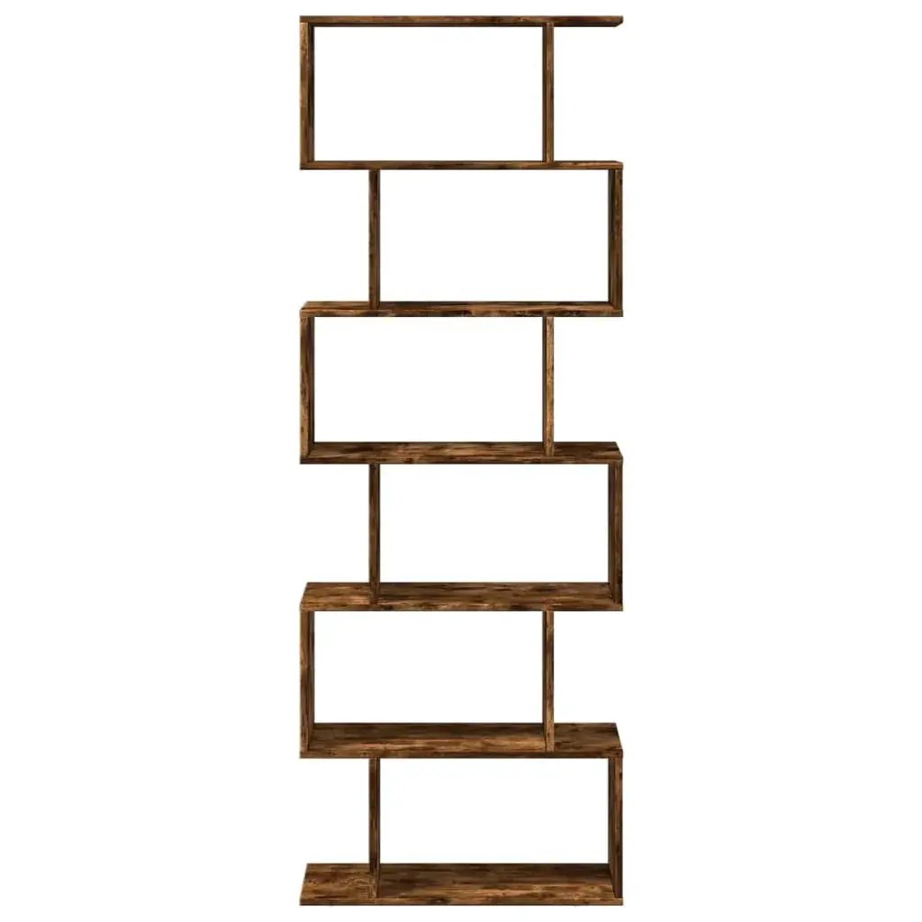 Oak Room Divider Bookcase with Smoked Finish and Storage by House Of Avana