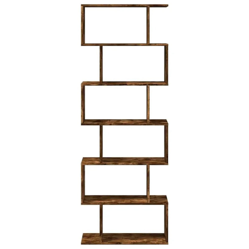 Oak Room Divider Bookcase with Smoked Finish and Storage by House Of Avana