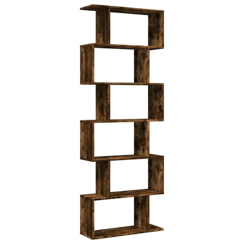 Oak Room Divider Bookcase with Smoked Finish and Storage by House Of Avana