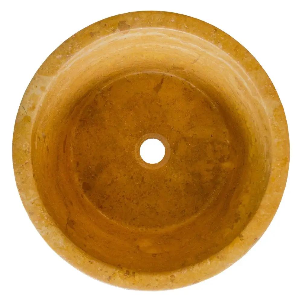 Oasis Gold Travertine Natural Stone Vessel Sink 16 Inch Round by GobekDesign