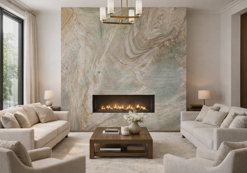 Oasis Maestro Polished Quartzite Slab Random room scene