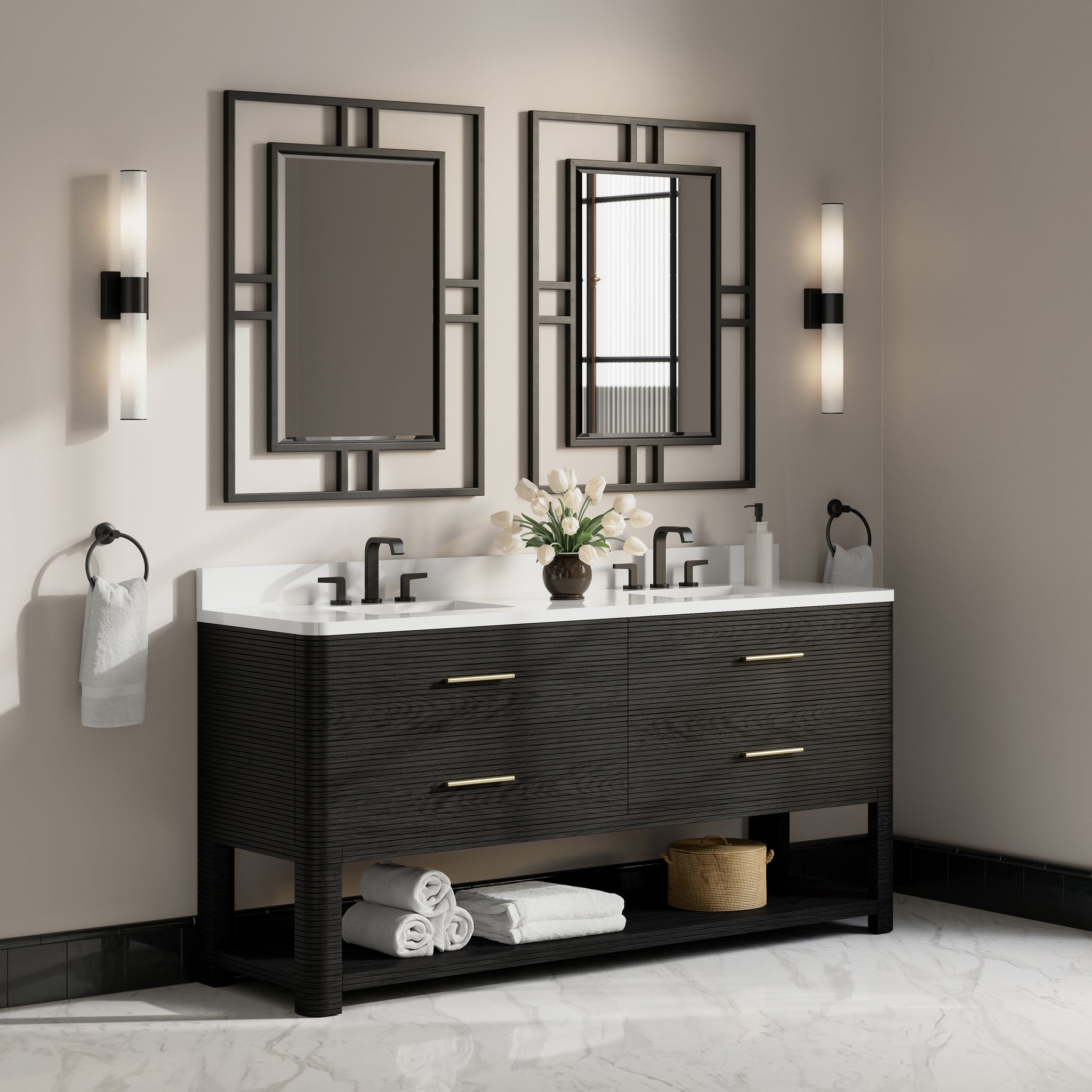 James Martin Lucian 72" Double Bathroom Vanity, Carbon Oak, view 35
