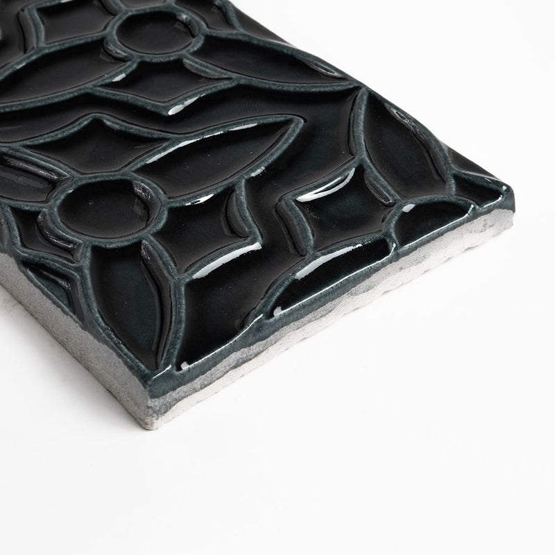 Obsidian Crackled Barcelona Ceramic Accent Tiles 4x8 Ceramic Crackled 4x8 Accent Tiles — 3