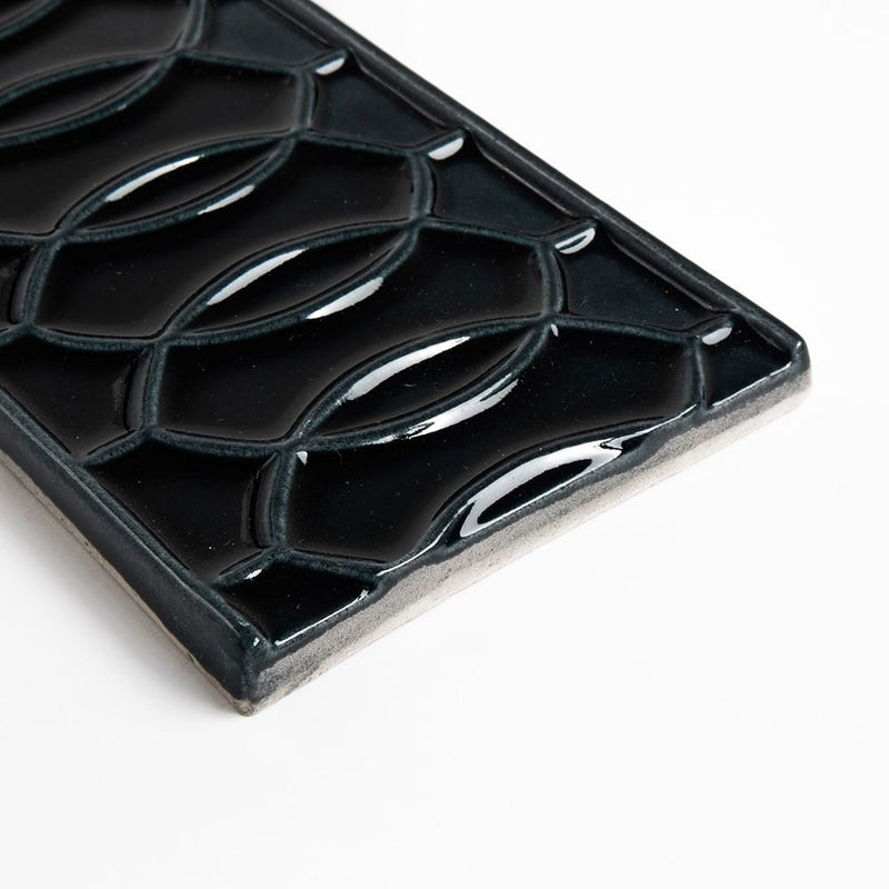 Obsidian Crackled Vienna Ceramic Accent Tiles 4x8 Ceramic Crackled 4x8 Accent Tiles — 3