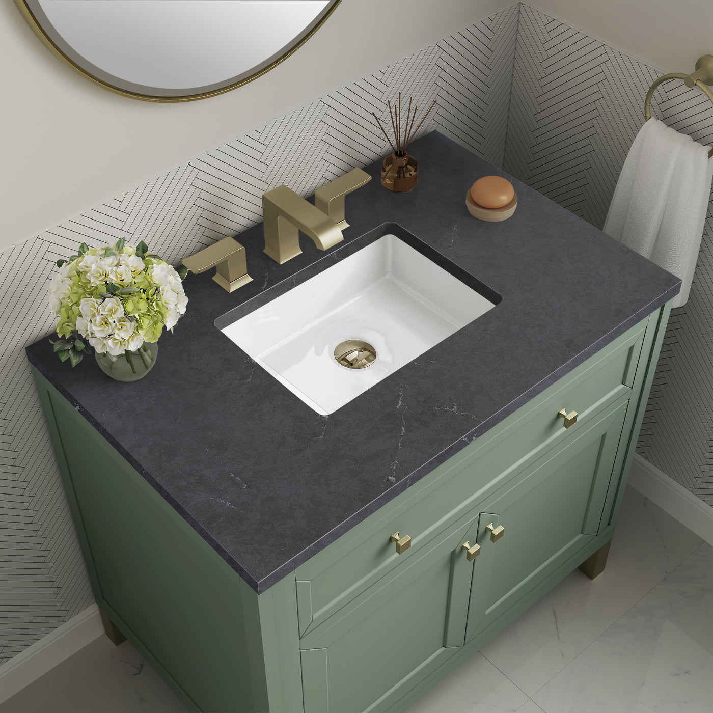 James Martin Chicago 36" Single Bathroom Vanity, Smokey Celadon, view 30
